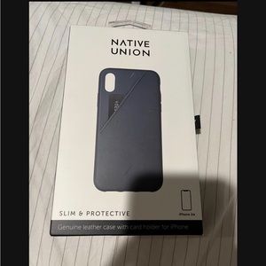 Native Union Blue Leather IPhone XR Clic Card Case